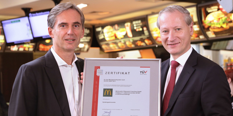 Gelebte Energieeffizienz: TÜV AUSTRIA zertifiziert McDonald’s Österreich für Energie-Managementsystem EN ISO 50001