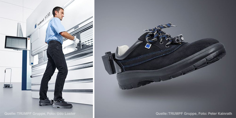 TÜV AUSTRIA certifies Trumpf's "Magic Shoe": Alternative to the mechanical footswitch has been developed, Source: Trump Group, Photo: U.Loster (l), P.Kainrath (r)